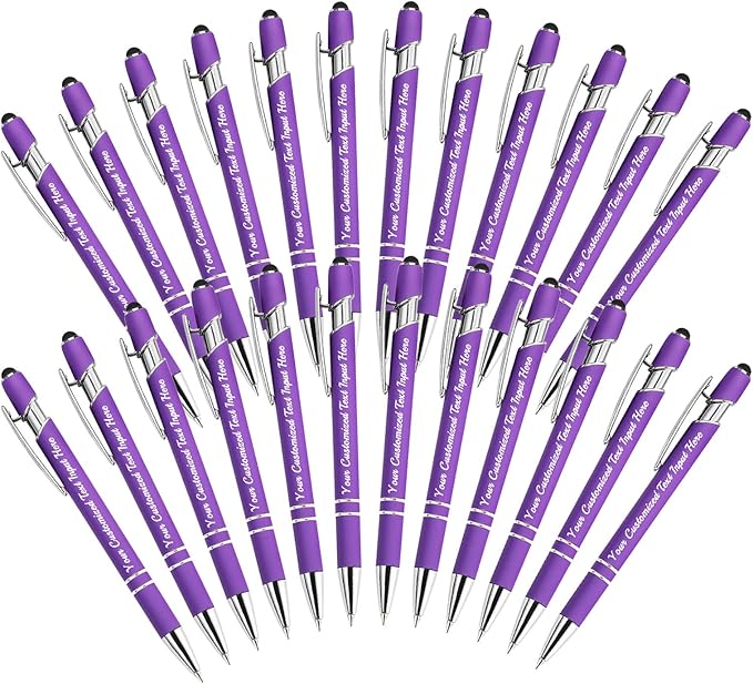Personalized Ballpoint Pen 24pcs, Custom Pens Free Engraved Bulk with Name Logo, Soft Black Ink Stylus with Touch Metal Office, Gift for Anniversaries, Graduations, Birthdays