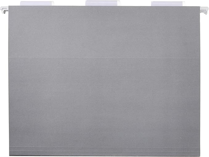 Amazon Basics Hanging File Folders, Letter Size, Gray, 25-Pack