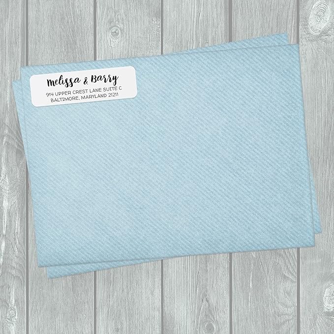 White Modern Rolled Address Labels/Roll of 250 Personalized Address Labels/Designer Return Address Stickers in Elegant Plastic Dispenser