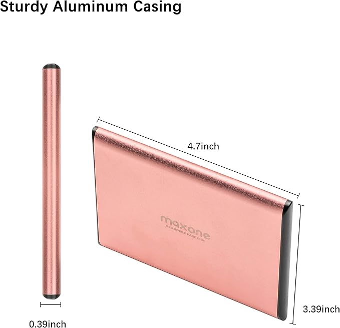 Maxone 1TB Ultra Slim Portable External Hard Drive HDD USB 3.0 Compatible with PC, Laptop, Rose Pink