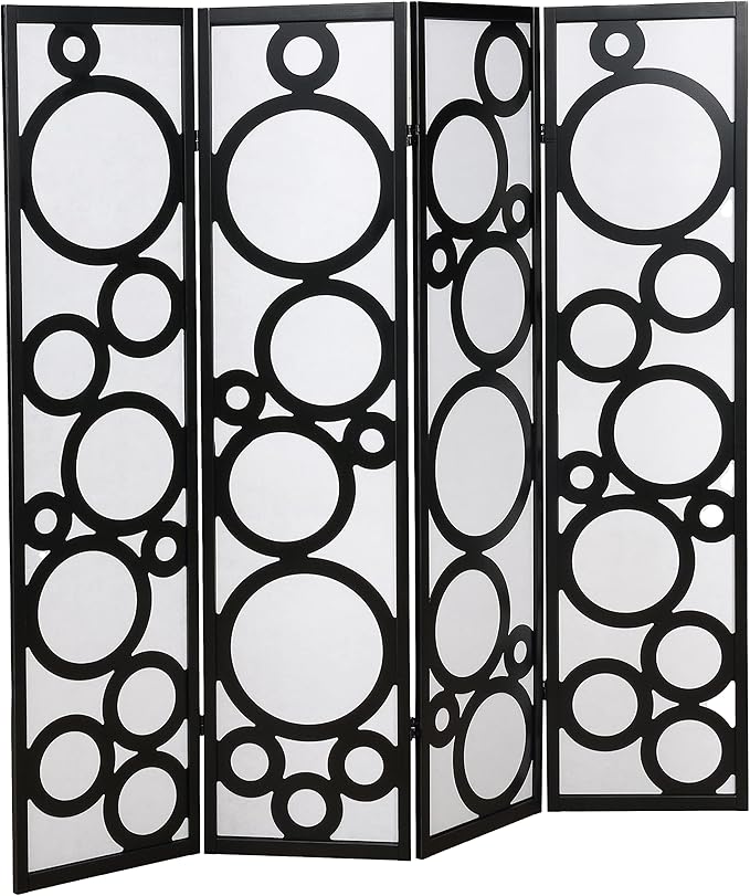 NicBex Room Divider 4 Panel Room Dividers with Circle Pattern Partition Room Dividers and Folding Privacy Screens Wall Divider for Home, Office, Room Separation,70" W x 1" D x 70" H, White+Black