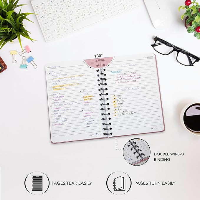 Lined Spiral Journal Notebook For Men & Women - A5 Journal 170 Pages, Hardcover Notebooks for Work & Note Taking, College Ruled Journals for Writing - Pink