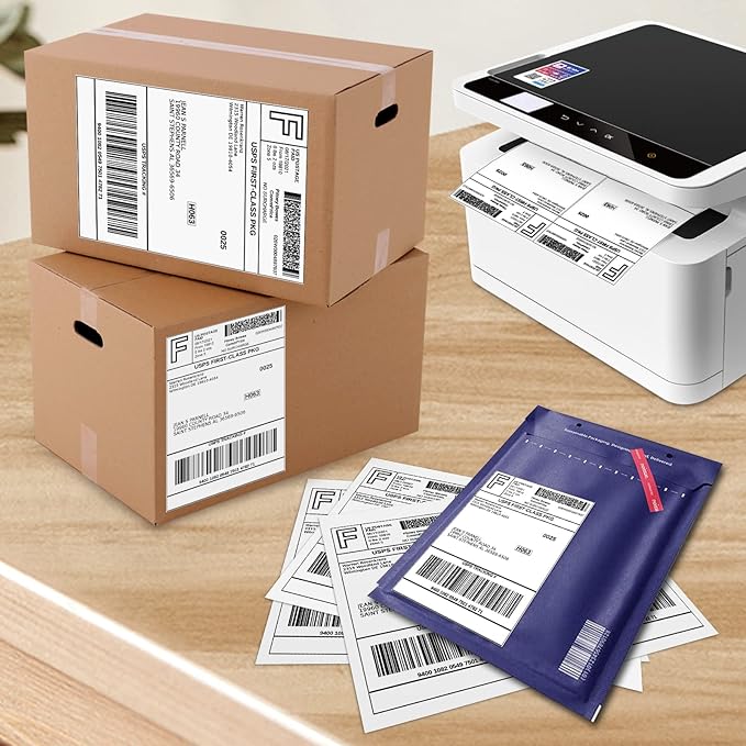 5000 Half Sheet Shipping Labels for Laser/Inkjet Printers - 5-1/2" X 8-1/2" Blank White Labels