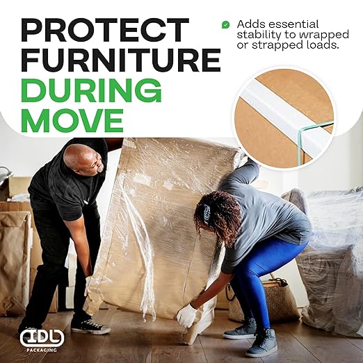 IDL Packaging Cardboard Edge Protector 2" x 2" x 12", Pack of 50 – White Kraft Cardboard Corner Protectors for Shipping – V-Board Reinforced Pallet Edge Protector – Eliminates Shifting of Packaging