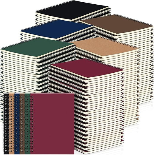 Spiral Notebook Bulk A5 College Ruled Journals Notebooks Lined 8.3 x 5.5 Inch Note Books Writing Thick Paper Notebook for Christmas Office Business School Gifts Supplies(Classic Colors, 72 Pcs)