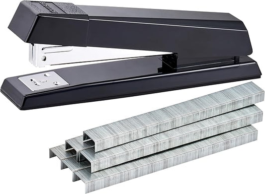Bostitch Office Stapler, No-Jam Premium for Desktop, Includes 1,250 Staples, Full-Strip, 25 Sheet Capacity, Black