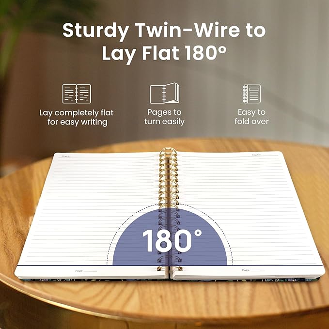 Lined Spiral Notebook Journal for Work, 300 Pages Thick B5 (7.1"x10") College Ruled Journal for Women & Writing, Hardcover Notebook for Note Taking, Perfect for Office Home School, Celestial Garden