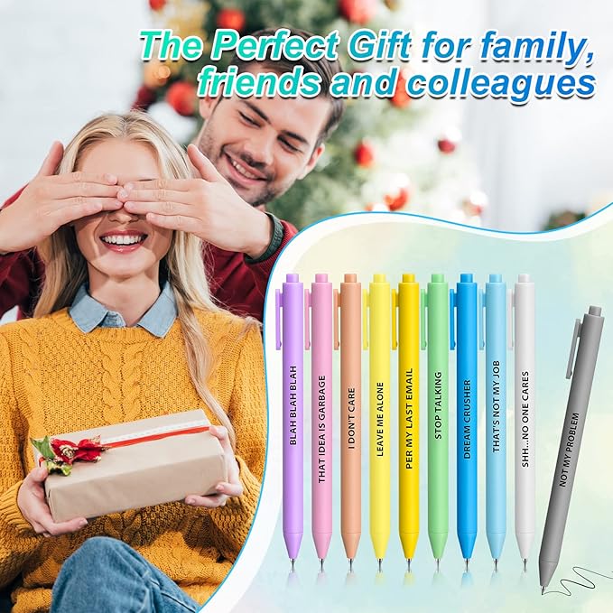 Epakh 50 Pcs Funny Pens Inspirational School Pens Bulk Positive Motivational Quotes on Ballpoint, Black Ink Pen for Adults Back to Schools Gift from Teacher(Interesting,Macaron Color)