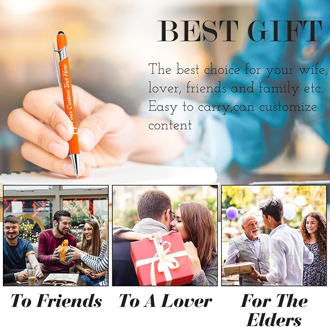 Personalized Pens with Name Custom Engraving Ballpoint Pens with Stylus Tip Customized Smooth Writing Pens Personalized Gifts for Anniversary Birthday or Graduation(Dark Green,Black Ink)