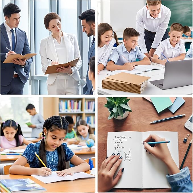 60 Pack A5 Unline Kraft Notebooks, 8.3x5.5inch Blank Journal Notebook Bulk for Drawing & Writing, Small Blank Paper Sketchbook Travel Journal Set for Adult, Paint Beginner and Student, 60 Pages