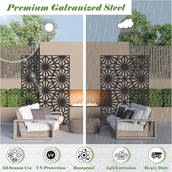 NicBex Room Divider 1 Panel Room Dividers with Flowers Pattern Design Partition Room Dividers and Metal Privacy Screens Wall Divider for Outdoor, Room Separation,48.31" W x 15.75" D x 70.75" H, Black