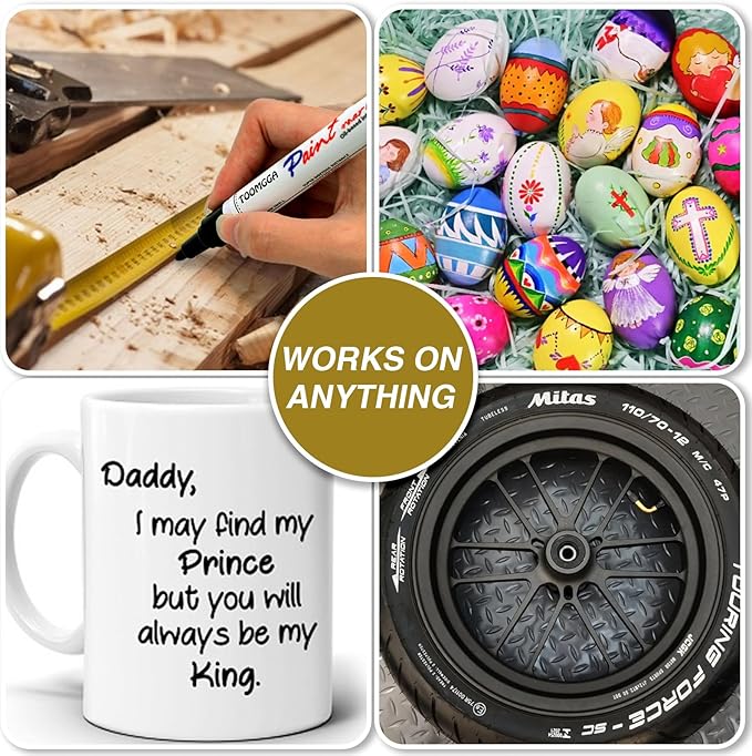 Yellow Permanent Paint Pens Paint Markers - 2 Pack Oil Based Markers, Quick Drying and Waterproof Marker Pen, Car Tire, Metal, Rock Painting, Wood, Ceramic, Plastic, Canvas, Mugs, Medium Tip