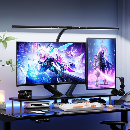 deeloop 80cm Ultra-Long LED Desk Lamps,24W Bright Architect Desk Lamp for Home Office, Infinite Dimming Office Light with Memory Function, Tall Desk Light with Clamp for Reading Working Monitor