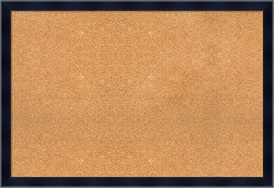 Amanti Art Natural Cork Board for Wall, 26x38 Vision Board with Black Wood Frame, Large Corkboard Office Decor for Home Organization, Modern Contemporary Corkboard Pinboard to display items for home
