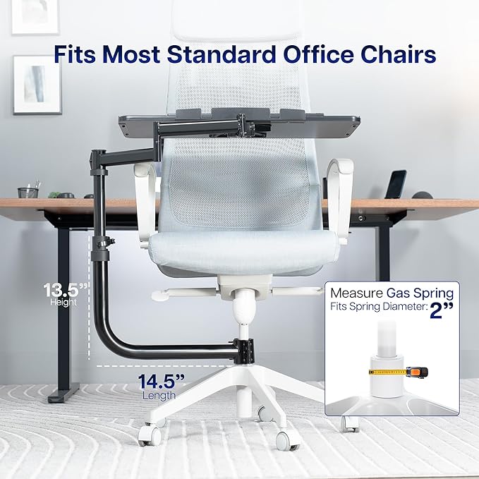 VIVO Office Chair Mounted 26 x 12 Inch Keyboard and Mouse Tray, Ergonomic Tilt, Full Motion 360 Degree Rotation, Black, MOUNT-KB18CP