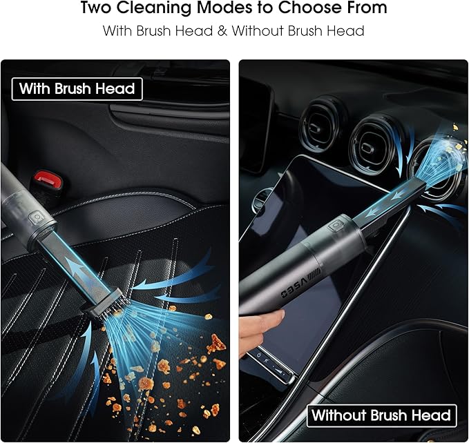 VSGO Cordless Car Vacuum, Compressed Electric Air Duster 17000Pa Suction, 5-in-1 Portable Mini Small Handheld Vacuum, UP to 90 Mins Runtime for Car, Desk, Computer, Keyboard, Home Cleaning (Grey)