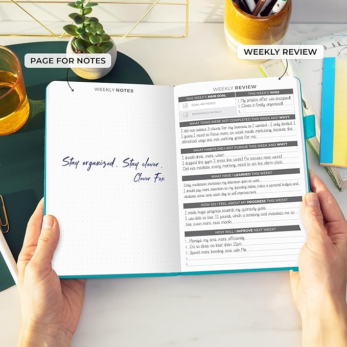 Clever Fox Daily Planner – Undated Planning Notebook with Hourly Schedule & To-Do List – Personal Day Task & Work Organizer, 6 Months (Turquoise)