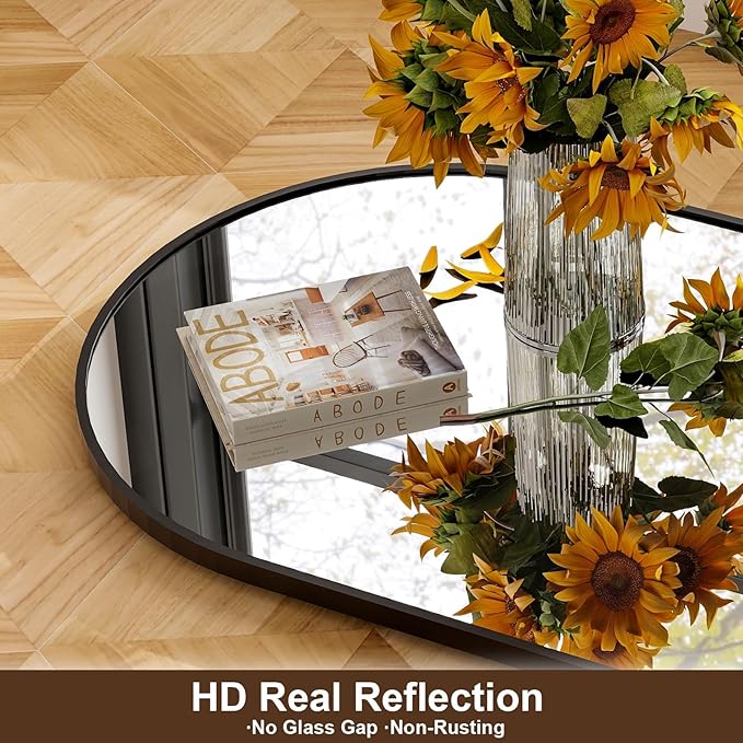 Arched Black Full Length Mirror, 22"x68" Large Floor Mirror with Stand,Hanging or Leaning Full Body Mirror with Aluminum for Living Room and Bedroom