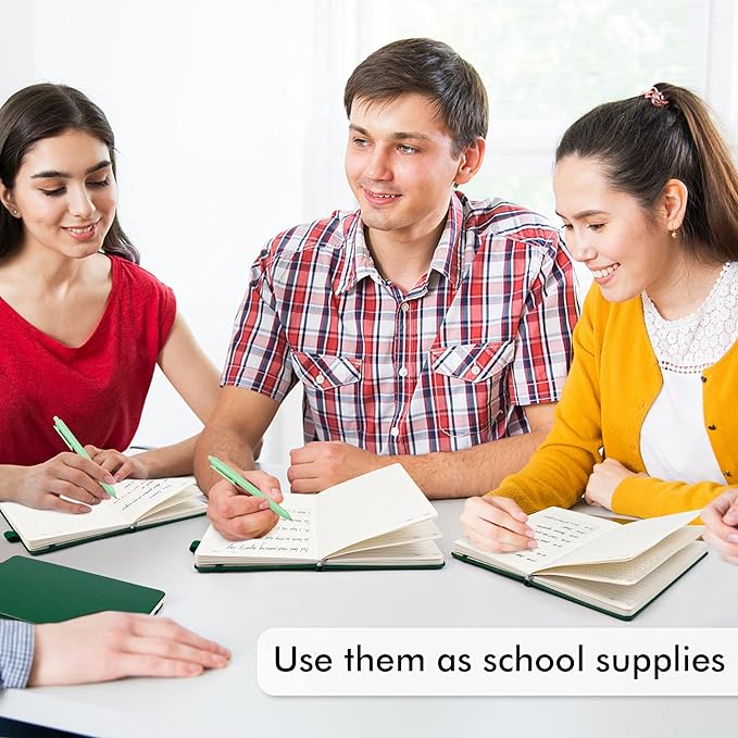 feela 3 Pack Notebooks Journals Bulk with 3 Black Pens, A5 Hardcover Notebook Classic Ruled Lined Journal Set with Pen Holder for Work Business Journaling Note Taking, 120 GSM, 5.1”x8.3”, Dark Green