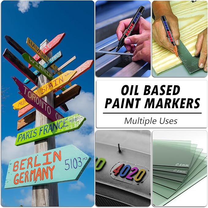 Pink Paint Pens Paint Markers - 8 Pack Permanent Quick Dry Waterproof Marker Pens for Rocks Wood Fabric Plastic Canvas Glass Mugs Metal Tire Stone