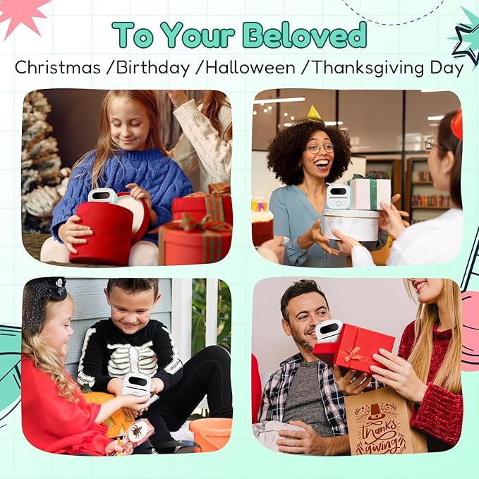 Sticker Printer Y02C, Portable Mini Sticker Maker Y02C, Mini Printer Sticker Machine with 1 Roll Paper, Bluetooth Thermal Portable Inkless Receipt Machine for Learning, Note, Photos, Journal