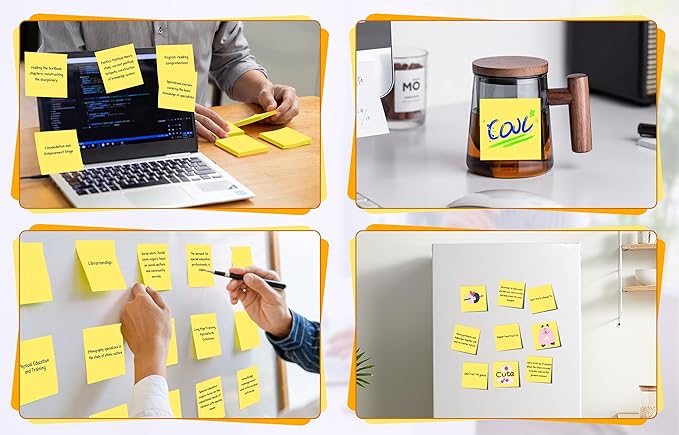 (36 Pack) Sticky Notes 3x3 in Post, Yellow Self-Stick Note Pads it, Strong Adhesive, Easy to Post for Home, Office, Notebook