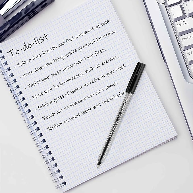 Black Ballpoint Pens,1.0 mm Medium Point, Black Pens, Ergonomic Triangle Grip, 50-Count Pack of Bulk Pens