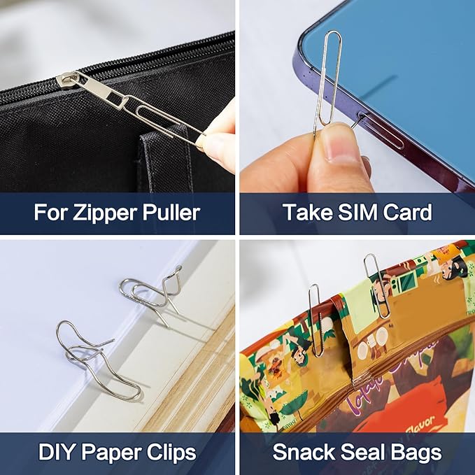 Deli Jumbo Paper Clips Smooth, 1000 Large Paper Clips, 10 Boxes of 100 Each, Silver