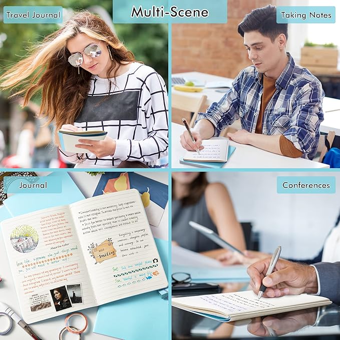 8 Pack Soft Cover Journal Bulk, Feela Notebooks College Ruled for Work, Lined Travel Journal for Women Men, Note Taking Notebook School Supplies Business Writing, 8.2” x 5.5”, A5, Light Blue