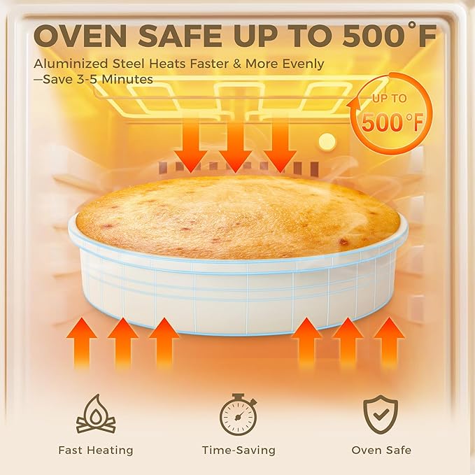 HONGBAKE 9 Inch Round Cake Pan Set of 2, Nonstick Ceramic Coating Cake Molds with Diamond Texture, 0.8 mm Aluminized Steel Cake Pans Sets for Baking & Cheesecake, Heavy Duty & Non-Toxic (Cream, 2PCS)