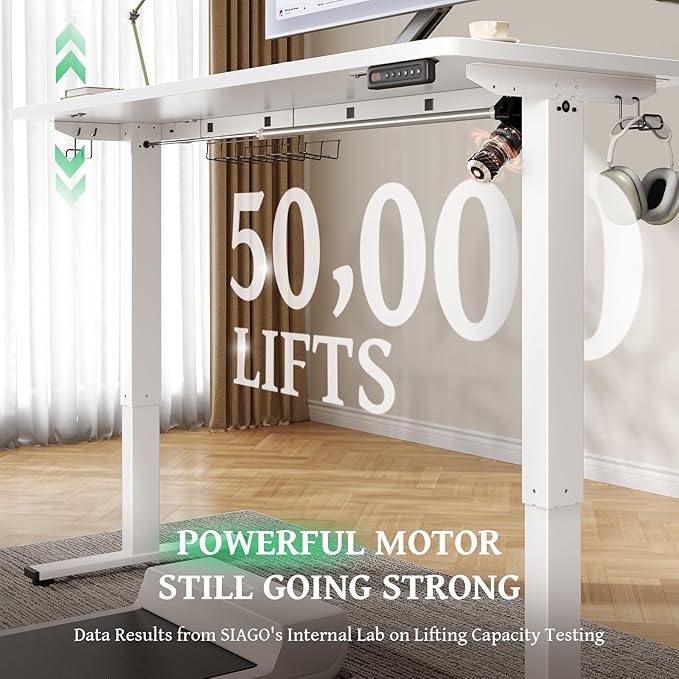 SIAGO Electric Standing Desk Adjustable - 63 x 24 Inch Sit Stand up Desk with Cable Management - 3 Memory Preset Adjustable Height Table