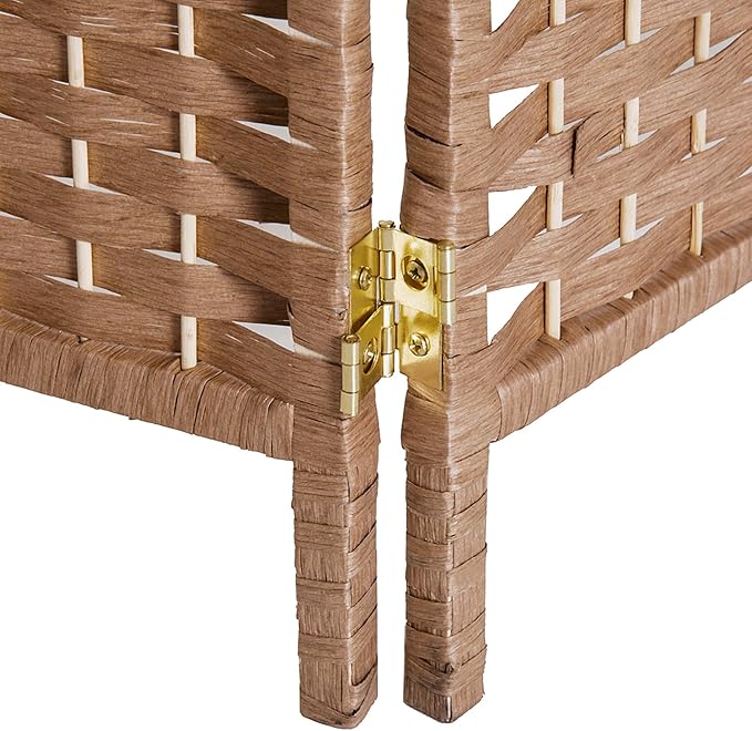 HOMCOM Room Divider, 6 Panel Folding Privacy Screen, 6FT Tall Portable Wicker Weave Partition Wall Divider for Bedroom, Home Office, Natural