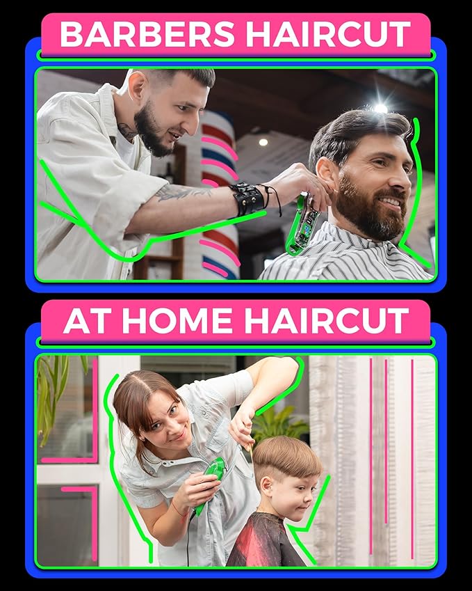 GLAKER Hair Clippers for Men Professional - Cordless Clippers and Trimmers Set, Complete Barber Kit for Hair Trimming & Beard Grooming, Mens Haircutting Kits for Blending & Fade Cuts (Green)