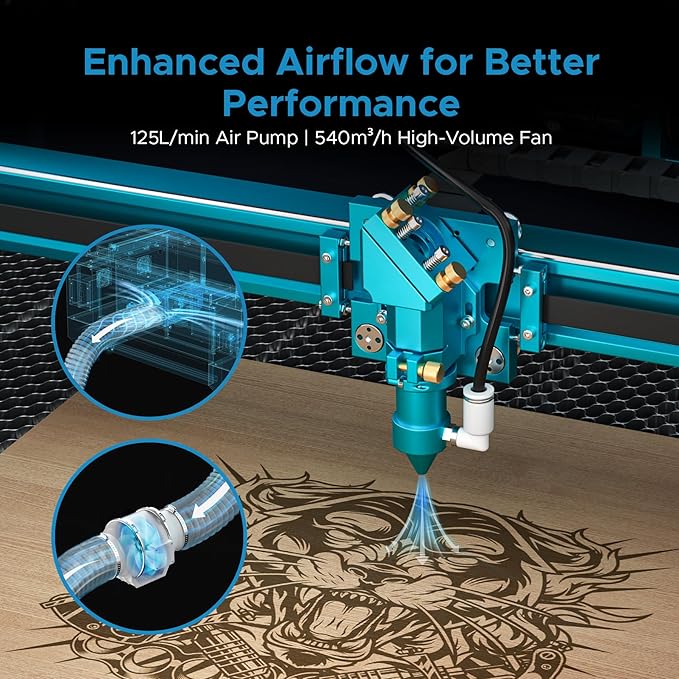 OMTech Pronto 150W CO2 Laser Engraver – 63"x40" Laser Cutter with Autofocus, 2-Way Pass, Air Assist, Red Dot Pointer | Ideal for Wood, Acrylic, Glass & More