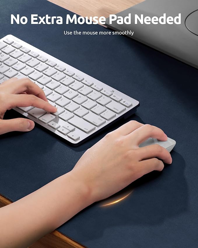 YSAGi Leather Desk Protector, Office Mat, Large Mouse Mat, Non-Slip PU Leather Blotter, Laptop Pad, Waterproof Writing Pad for Office and Home (Dark Blue, 35.4" x 17")