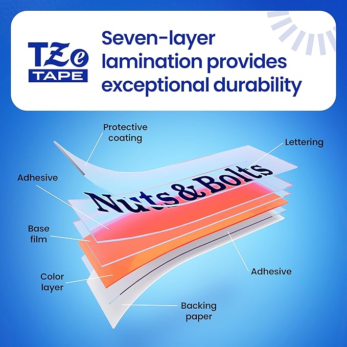 Brother Genuine TZe231~1/2” Black Print on White Label Tape. Each: 0.47 in x 26.2 ft (12 mm x 8 m)