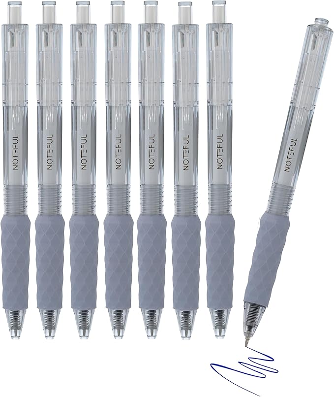 Retractable Gel Pens Clicker, Medium Point 0.7, Premium Comfort Grip for Smooth Writing Planner and School Supplies (Blue, 1 Count (Pack of 8))
