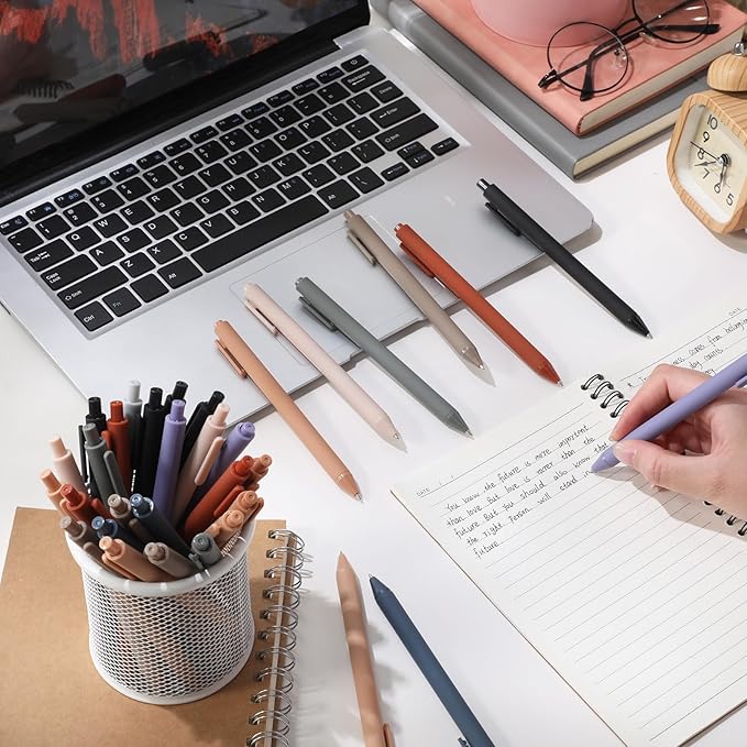 Crtiin 50 Pcs Gel Ink Pens Bulk Black Ink, Smooth Writing Cute Colorful Pens for Back to School First Day of School Teacher Student Server Office Supplies Staff Party Favor Gifts (Morandi Colors)