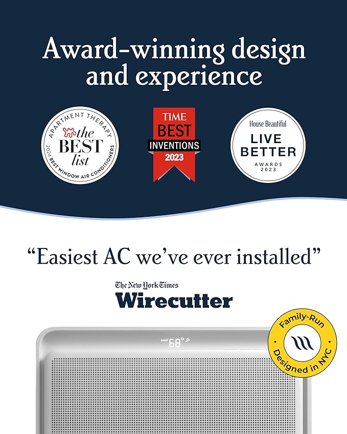 Windmill 12,000 BTU Inverter Window Air Conditioner with WhisperTech - Ultra-Quiet & Smart, Cools up to 550 Sq. Ft. - Easy Install, App/Wi-Fi, Voice-Enabled, Remote Control, High Energy Efficiency