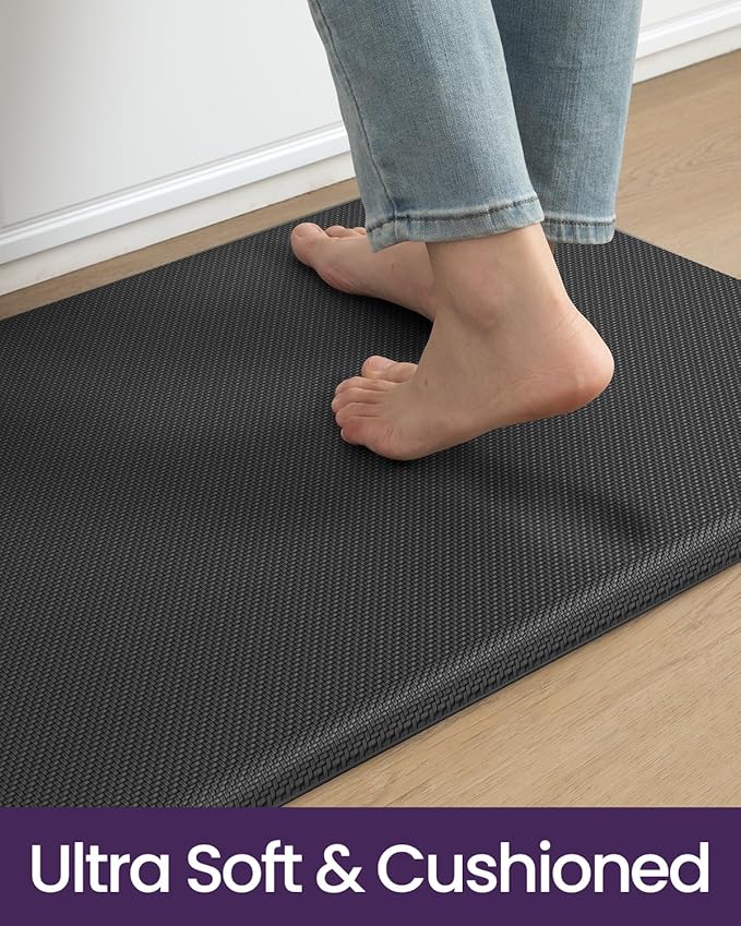 DEXI Kitchen Mat Cushioned Anti Fatigue, Non Slip Waterproof Comfort Standing Floor Rug for Kitchen, Office, Sink, Laundry, 39x20, Black