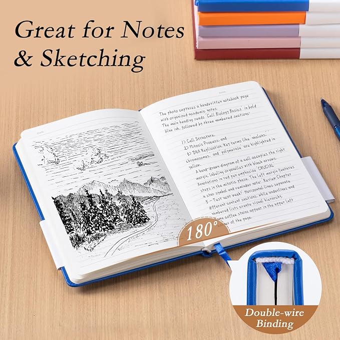 deli 6-Pack Blue Lined Journal Notebook, 160 Pages Hardcover Writing Notebook, A5 (5.5"x8.2") College Ruled Notebook for Office, School, Work Notes