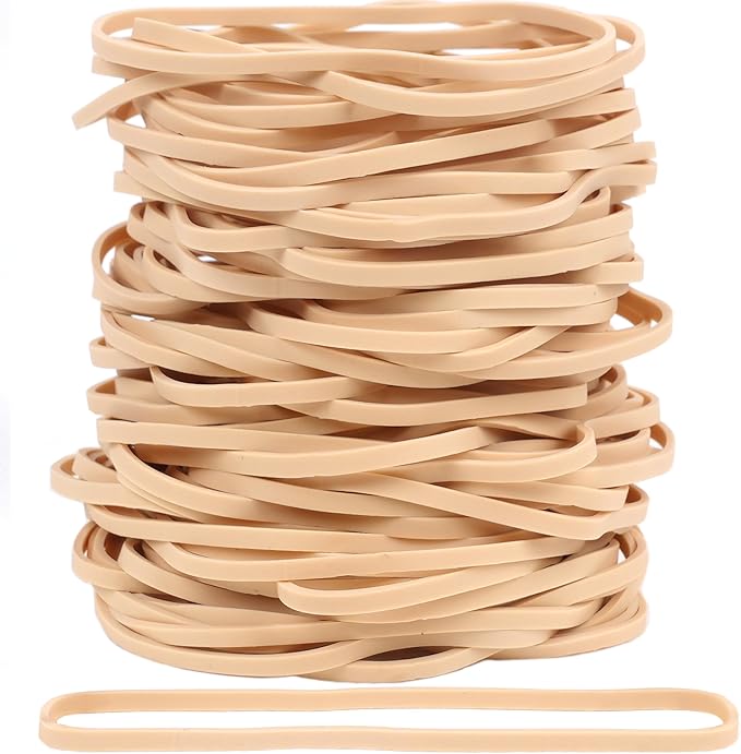 Rubber Bands 150Pcs 4.8inch Big Elastic Rubber Band Beige Large Rubber Bands for Office Supplies File Folders Litter Box (4 4/5" x 1/8")