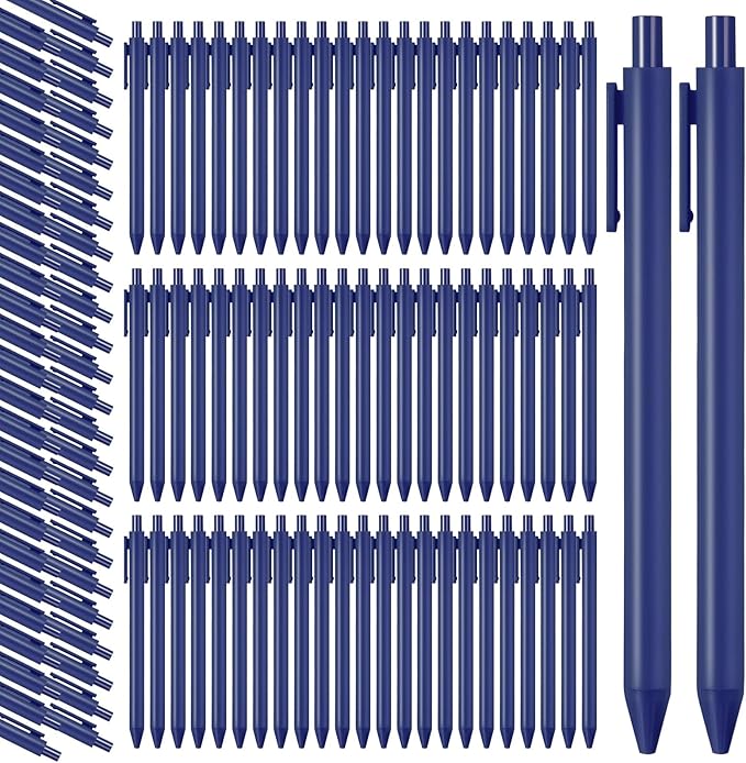 Teling 100 Pcs Ballpoint Pens Retractable Comfortable Cute Stylish Writing Pens in Medium Point 1.0 mm for Office Supplies(Navy)