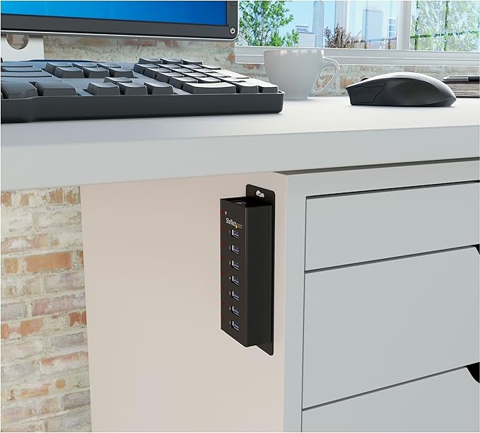 StarTech.com 7 Port USB 3.0 Hub (5 Gbps) - Metal Enclosure - Desktop or Wall Mountable - Rugged & industrial Powered USB Expander and Splitter Hub (ST7300U3M)