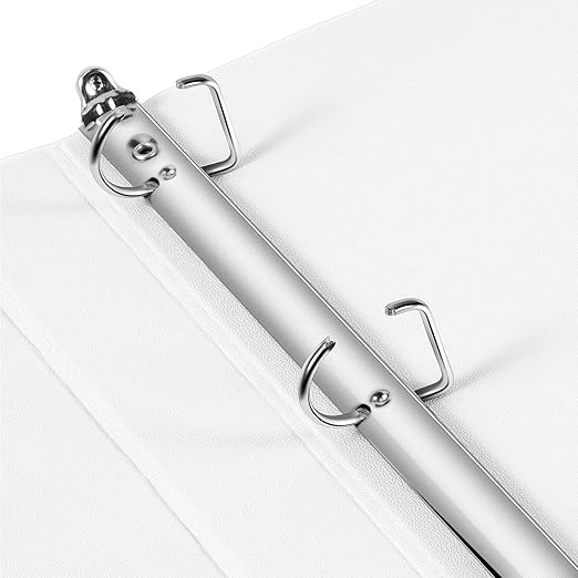 Amazon Basics 3 Ring Binder with Durable 1 Inch D-Ring and Clear Overlay for Storage and Organization, Pack of 4, White