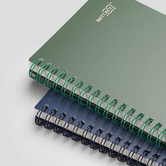 RETTACY Pocket Journal Notebook, 160 Lined Pages, A6 Mini Small Size (4.5" × 5.7"), for Work, Journaling, Writing, 100 GSM Thick Paper, Spiral-bound, Flexible Plastic Cover (Navy Blue)