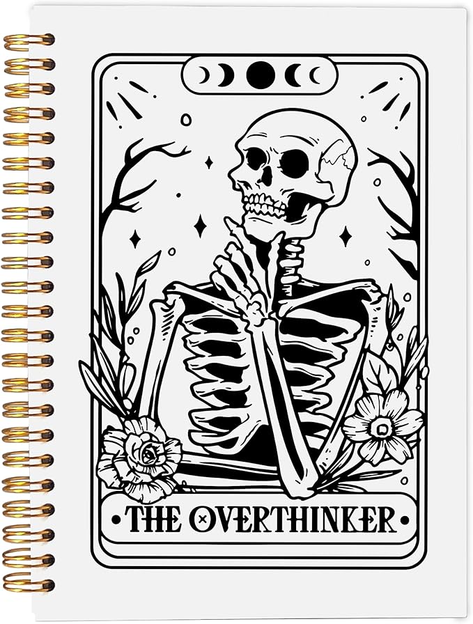 the Overthinker Tarot Card Notebook Journal, Gothic Goth Skull Notebook Journal, Witchy Journal, Goth Office Supplies, Witchy Stuff Spiral Notebook 5.5x8.3