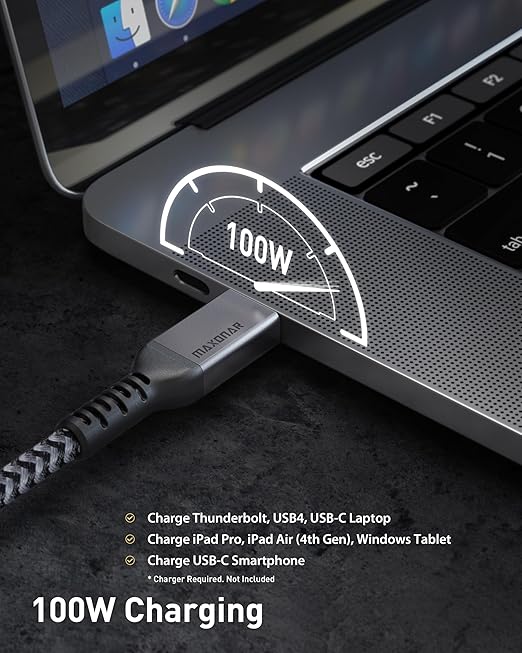 Maxonar 16.5FT Thunderbolt 4 Cable with 20Gbps Data Sync/100W Charging and 4K@60Hz for Thunderbolt 4/3, USB4, and USB C Devices