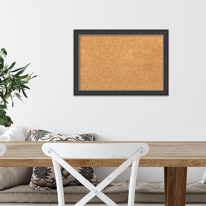 Amanti Art Natural Cork Board for Wall, 14x20 Vision Board with Black Wood Frame, Small Corkboard Office Decor for Home Organization, Traditional Corkboard Pinboard to Display Items for Home
