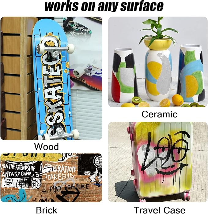 Paint Markers White/Black/Gold/Silver, 4Pcs Jumbo Acrylic Paint Markers Fat Wide Nibs 15mm, Acrylic Paint Pens for Stone, Metal, Wood, Glass, Canvas, Posters Supplies